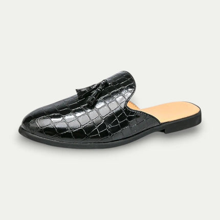 Men’s Croc Texture Tassel Mule Loafers