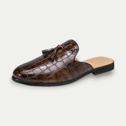 Men’s Croc Texture Tassel Mule Loafers