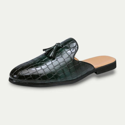 Men’s Croc Texture Tassel Mule Loafers