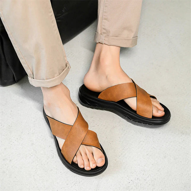 Men’s Crossband Comfort Slide Sandals