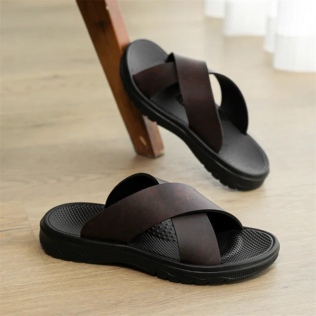 Men’s Crossband Comfort Slide Sandals