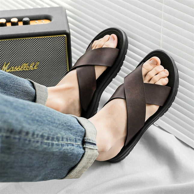 Men’s Crossband Comfort Slide Sandals