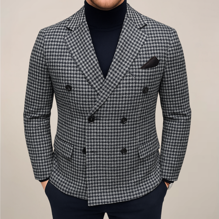 Men’s Double-Breasted Check Blazer
