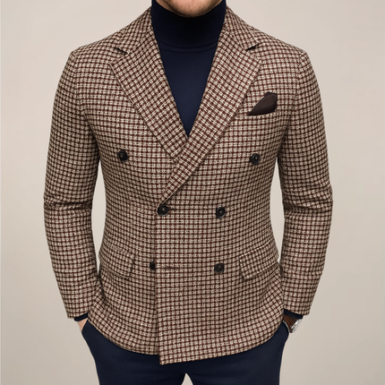 Men’s Double-Breasted Check Blazer
