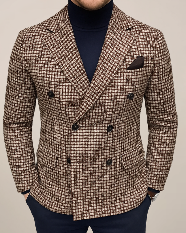 Men’s Double-Breasted Check Blazer