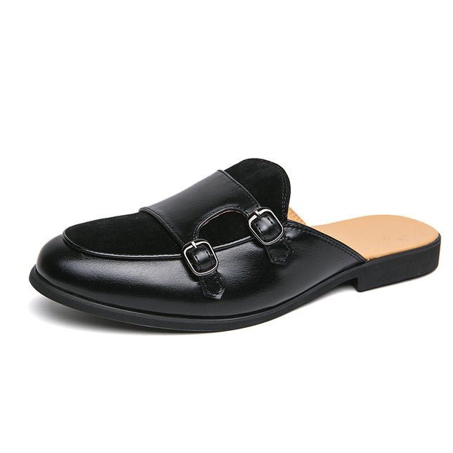 Men’s Double Buckle Backless Loafer Mule