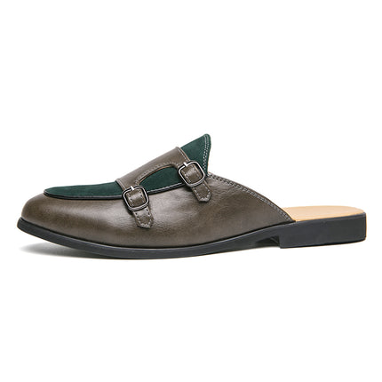 Men’s Double Buckle Backless Loafer Mule
