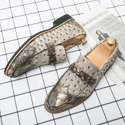 Men’s Embossed Texture Metal Accent Loafers