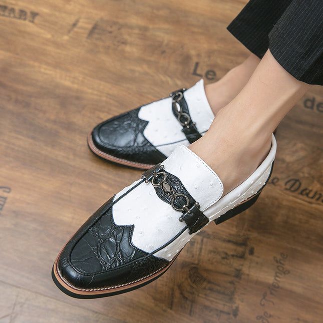Men’s Embossed Texture Metal Accent Loafers