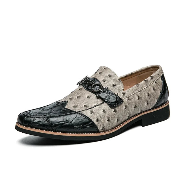 Men’s Embossed Texture Metal Accent Loafers