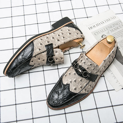 Men’s Embossed Texture Metal Accent Loafers