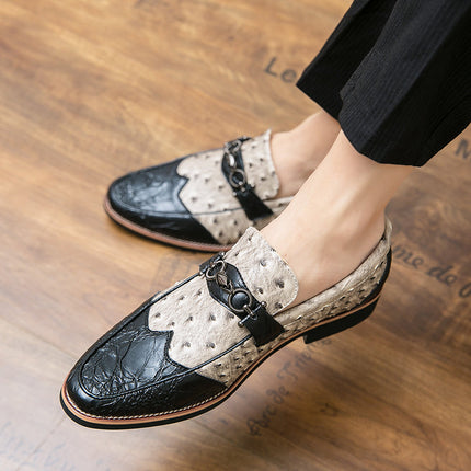 Men’s Embossed Texture Metal Accent Loafers