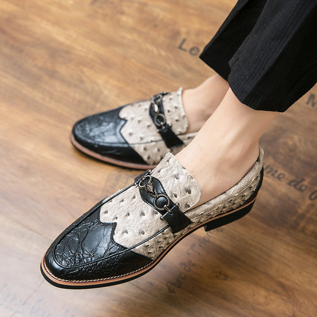 Men’s Embossed Texture Metal Accent Loafers