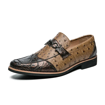 Men’s Embossed Texture Metal Accent Loafers