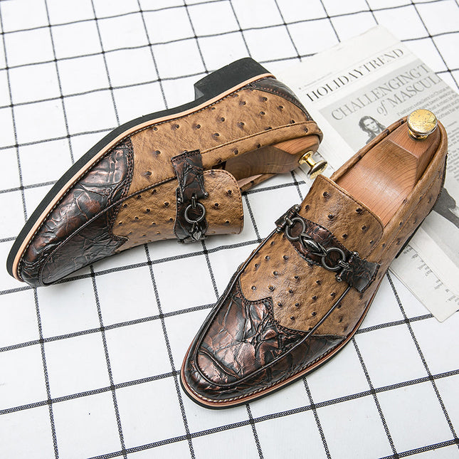 Men’s Embossed Texture Metal Accent Loafers