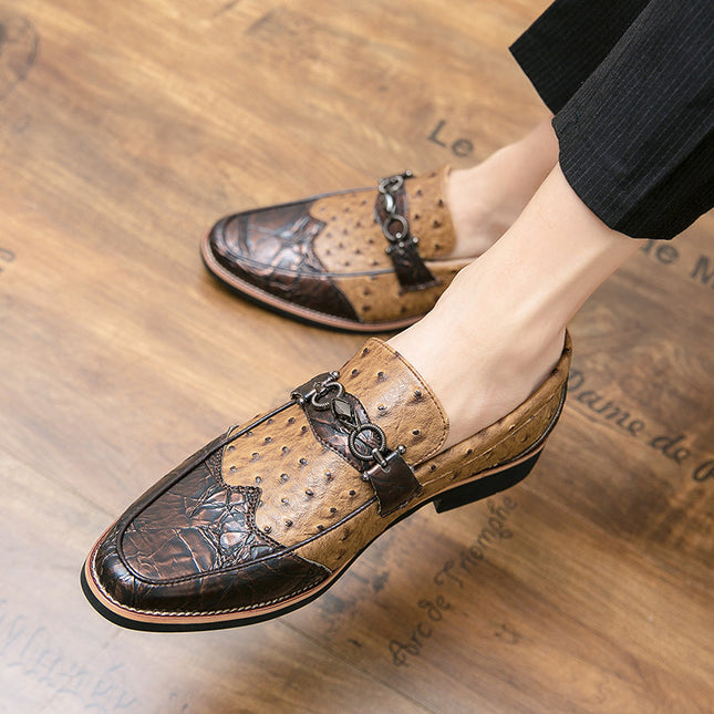 Men’s Embossed Texture Metal Accent Loafers