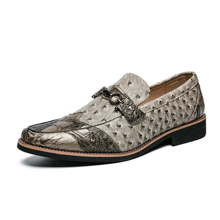 Men’s Embossed Texture Metal Accent Loafers