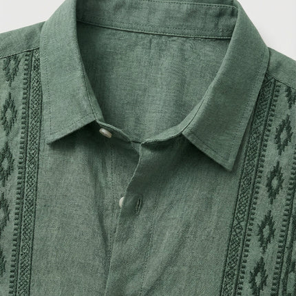 Men’s Embroidered Panel Short Sleeve Shirt