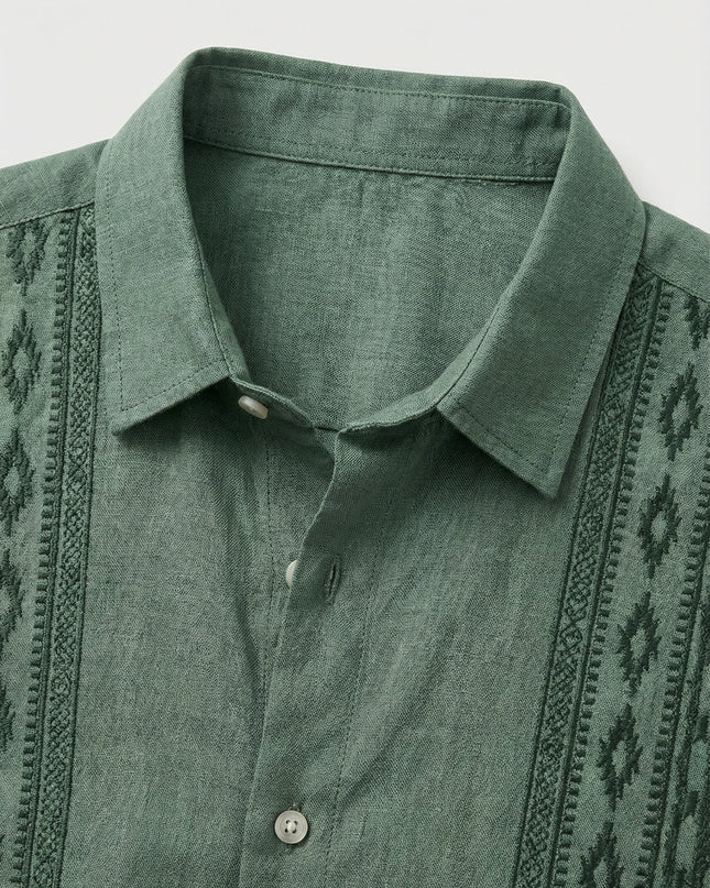 Men’s Embroidered Panel Short Sleeve Shirt