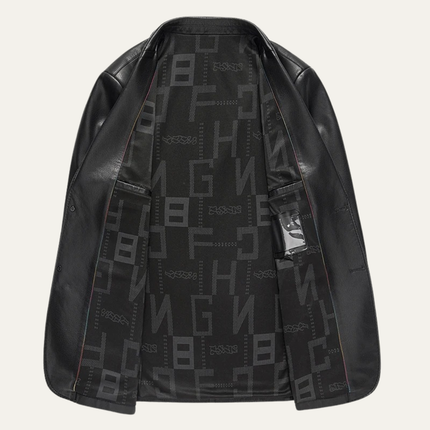 Men’s Faux Leather Notch Lapel Blazer