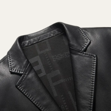 Men’s Faux Leather Notch Lapel Blazer