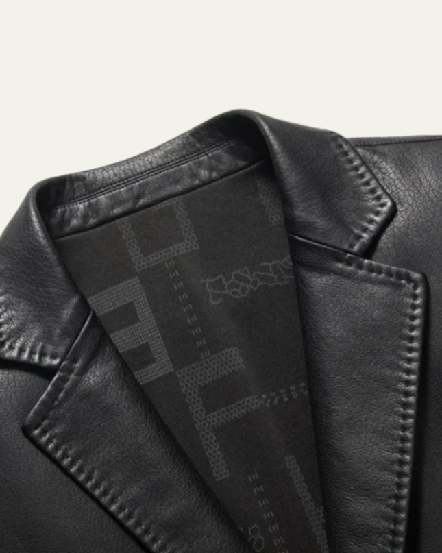 Men’s Faux Leather Notch Lapel Blazer