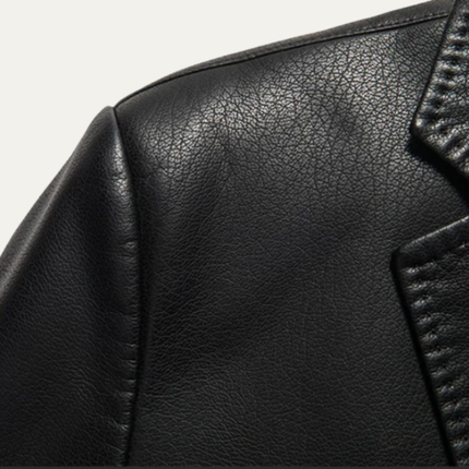 Men’s Faux Leather Notch Lapel Blazer