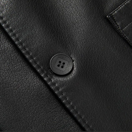 Men’s Faux Leather Notch Lapel Blazer