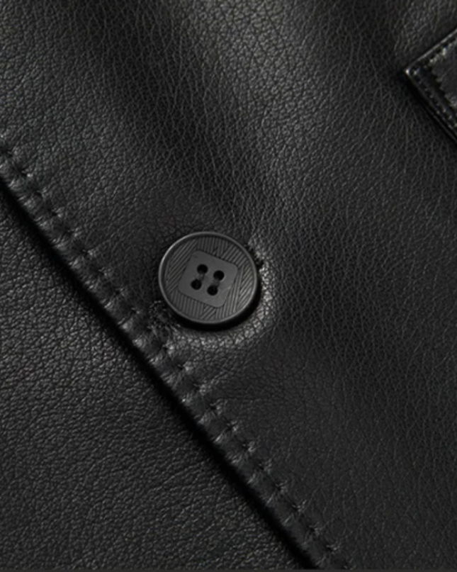 Men’s Faux Leather Notch Lapel Blazer
