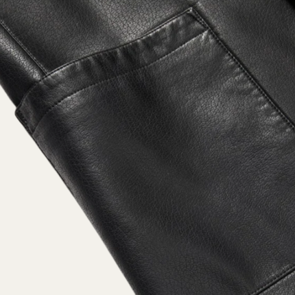 Men’s Faux Leather Notch Lapel Blazer