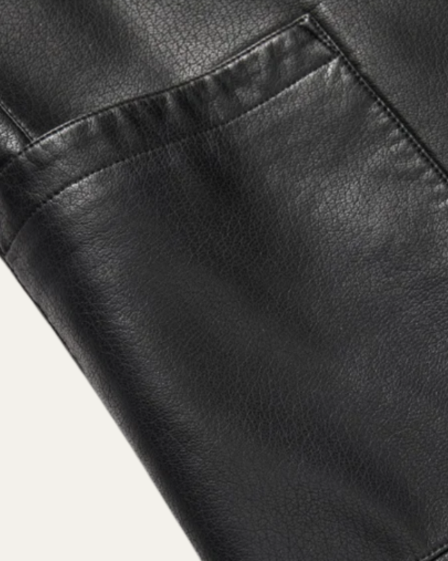 Men’s Faux Leather Notch Lapel Blazer