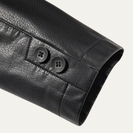 Men’s Faux Leather Notch Lapel Blazer