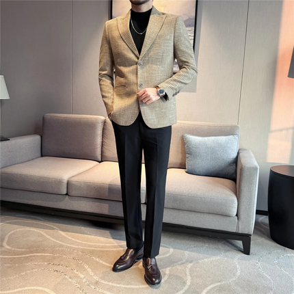 Men’s Fine Check Two-Button Tailored Blazer