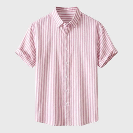 Men’s Fine Stripe Short Sleeve Button-Up Shirt