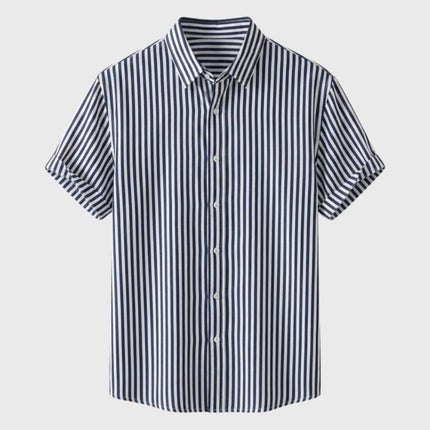 Men’s Fine Stripe Short Sleeve Button-Up Shirt