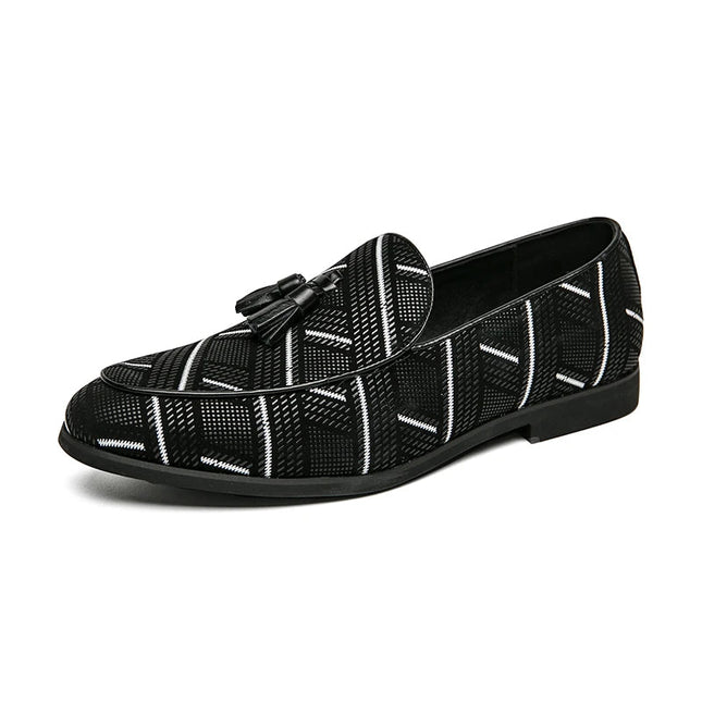 Men’s Geometric Pattern Tassel Loafers