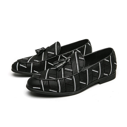 Men’s Geometric Pattern Tassel Loafers