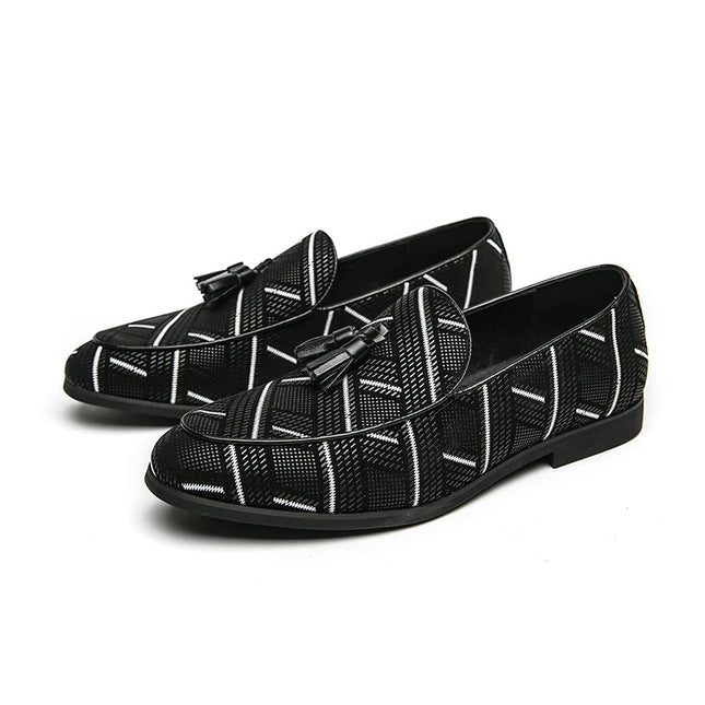 Men’s Geometric Pattern Tassel Loafers