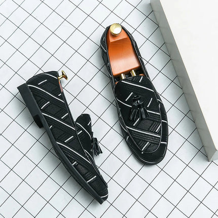 Men’s Geometric Pattern Tassel Loafers