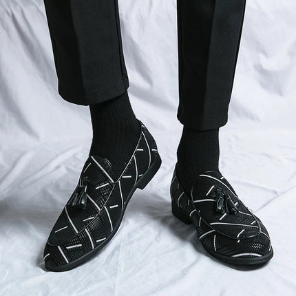 Men’s Geometric Pattern Tassel Loafers
