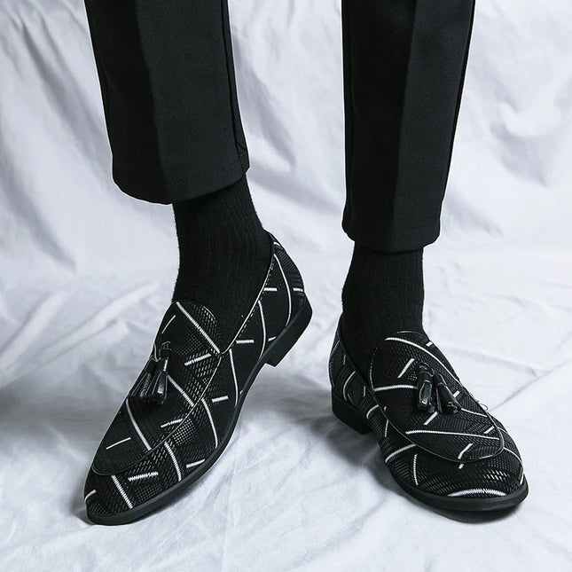 Men’s Geometric Pattern Tassel Loafers