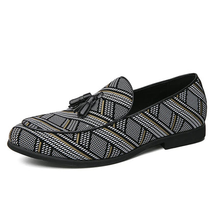 Men’s Geometric Pattern Tassel Loafers