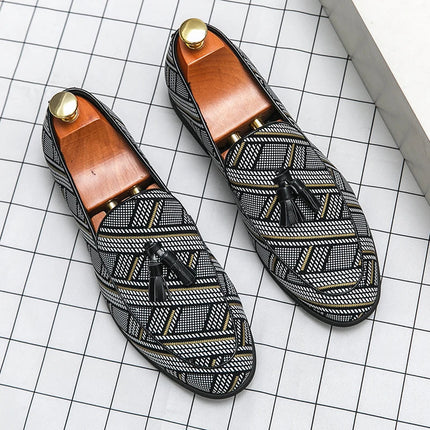 Men’s Geometric Pattern Tassel Loafers