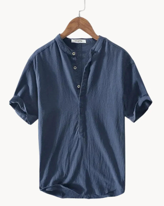 Men’s Half Button Stand Collar Shirt