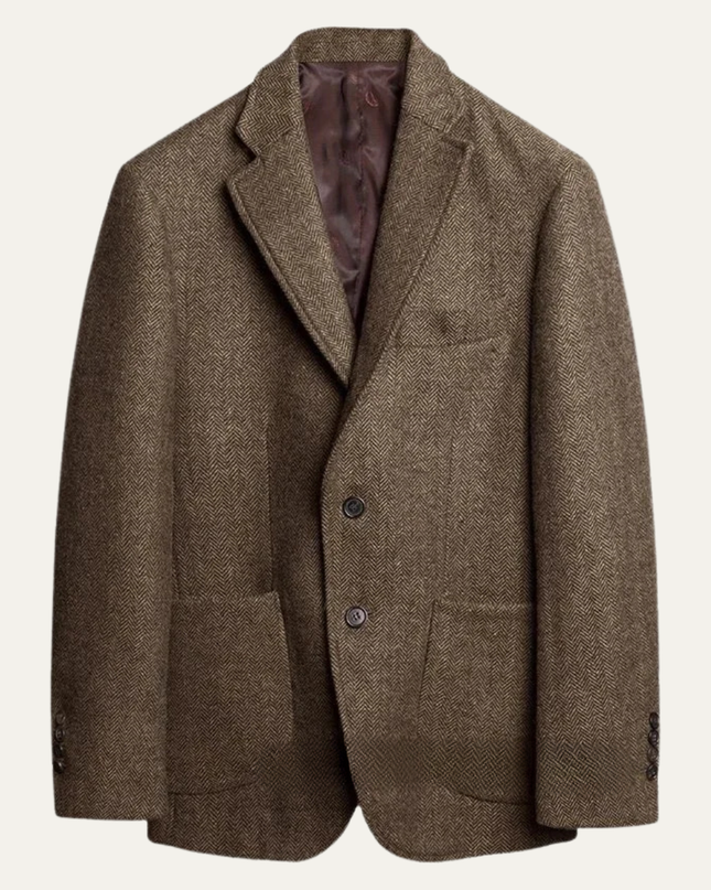 Men’s Herringbone Textured Two-Button Blazer