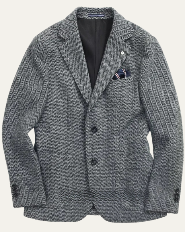 Men’s Herringbone Textured Two-Button Blazer