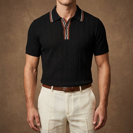 Men’s Knit Polo Shirt – Short Sleeve Button Polo