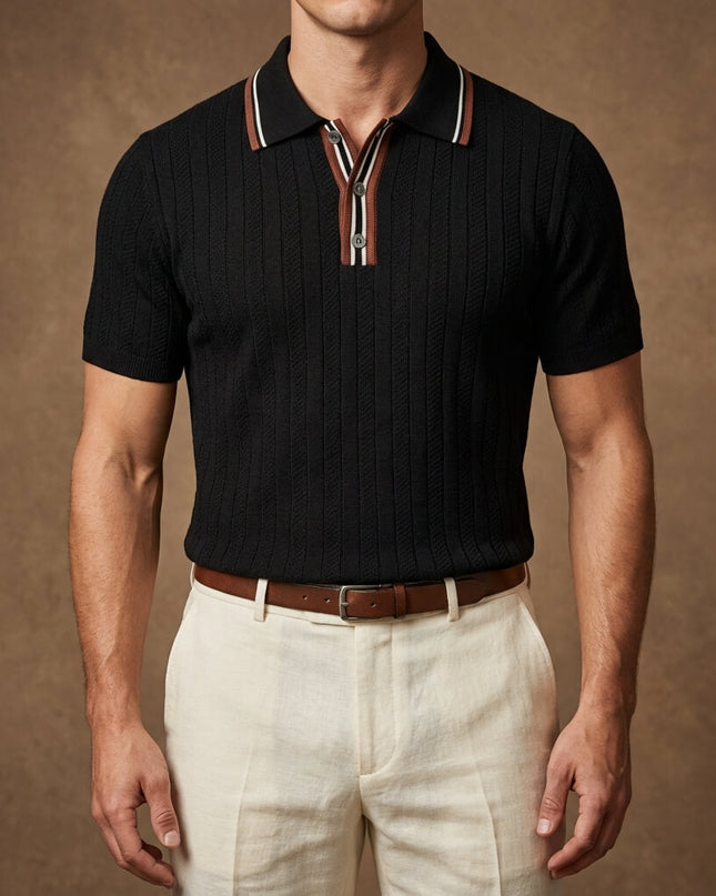 Men’s Knit Polo Shirt – Short Sleeve Button Polo