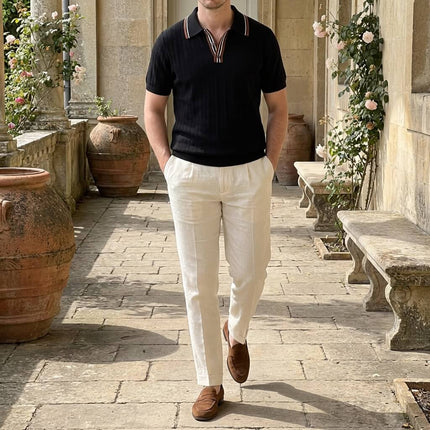 Men’s Knit Polo Shirt – Short Sleeve Button Polo