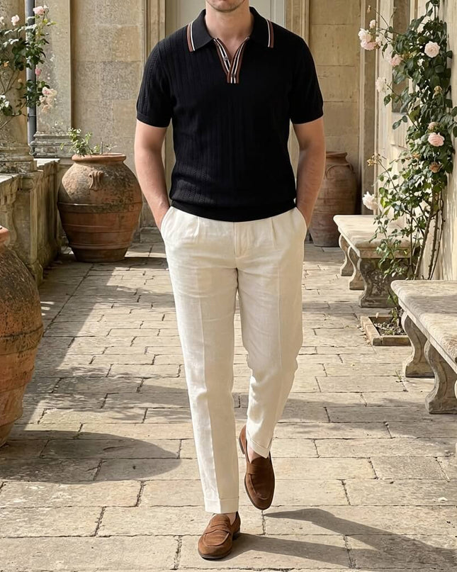 Men’s Knit Polo Shirt – Short Sleeve Button Polo